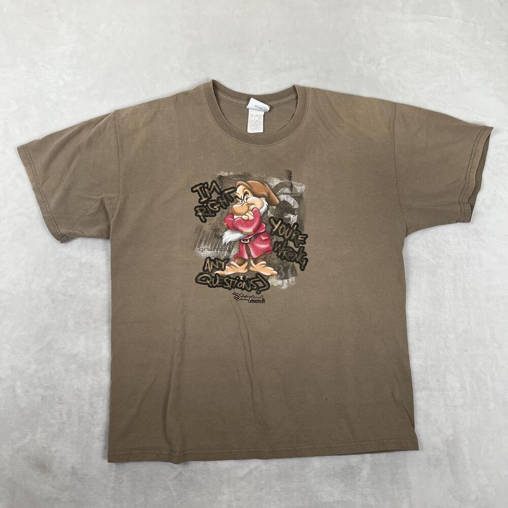 Vintage Disneyland Resort Grumpy T-Shirt Mens XL Brown I'm Right You're Wrong